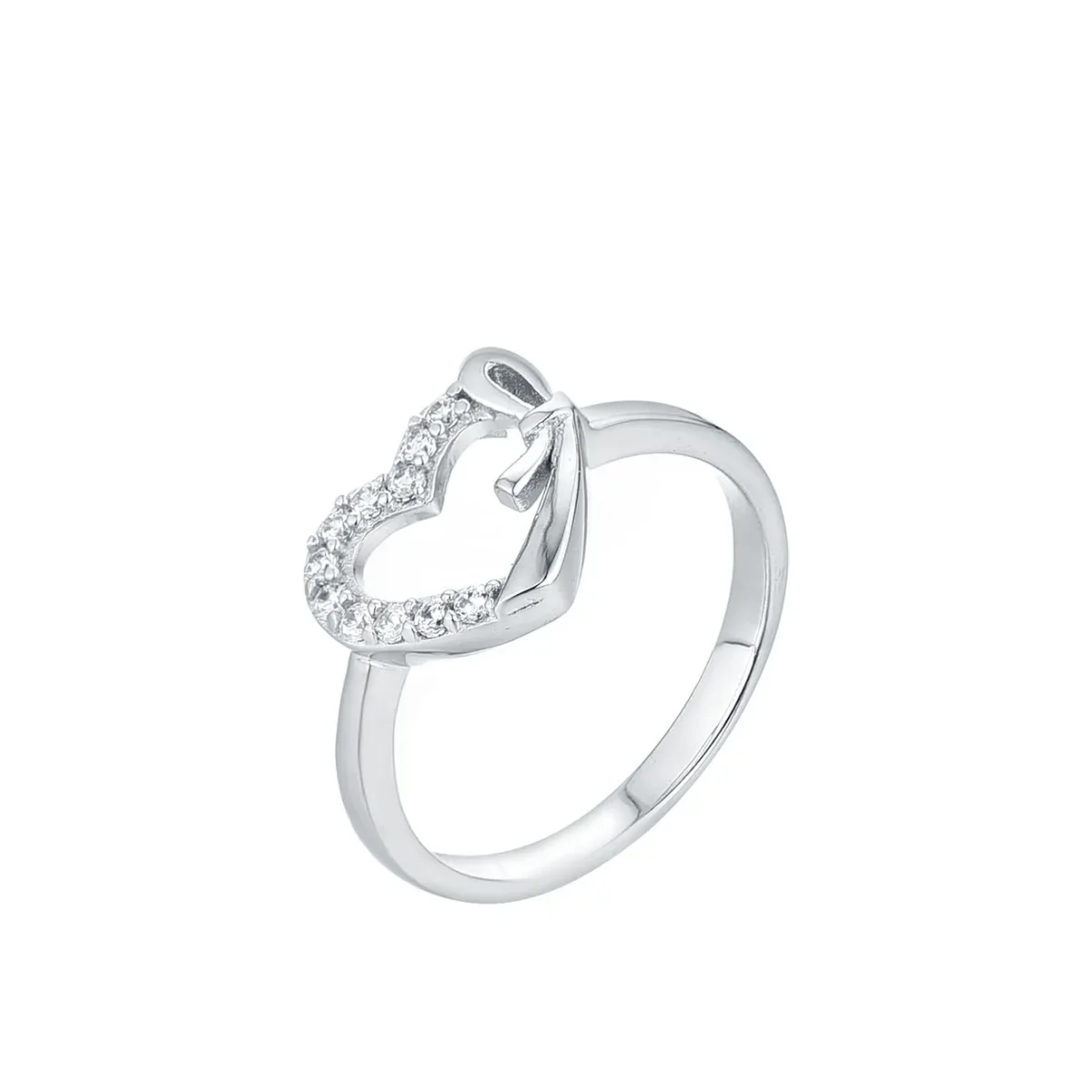 Φωτογραφία προϊόντος: Peach Jewelry Δαχτυλίδι Laura Ασήμι 925 Ρόδιο Κορδέλα Καρδιά Με Ζιρκόνια