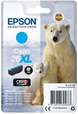 Φωτογραφία προϊόντος: Ink Epson T263240 XL Cyan with pigment ink - C13T26324012