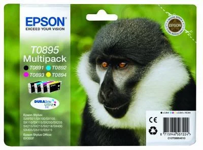 Φωτογραφία προϊόντος: Ink Epson T0895 C13T08954010 Multipack containing 4 ink cartridges.Black (T089140), Cyan (T089240), Magenta (T089340), Yellow (T089440) - C13T08954010