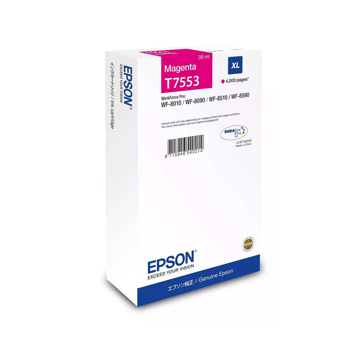 Φωτογραφία προϊόντος: Ink Epson DURABrite C13T75534N Magenta Size XL 39ml 4K Pgs - C13T75534N