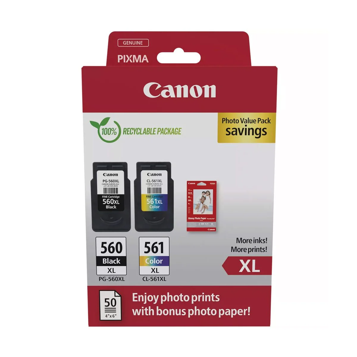 Φωτογραφία προϊόντος: Canon PG-560XL,CL-561XL Photo Value Pack με 2 Μελάνια Εκτυπωτή InkJet Μαύρο - 3712C008 - 3712C008