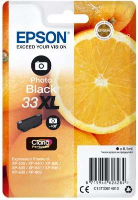 Φωτογραφία προϊόντος: Ink Epson 33XL C13T33614012 Claria Premium Photo Black 8.1ml - C13T33614012