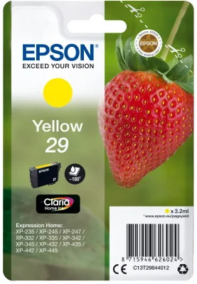 Φωτογραφία προϊόντος: Ink Epson 29 C13T29844010 Claria Home Yellow - 3.2ml - C13T29844012