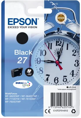 Φωτογραφία προϊόντος: Ink Epson 27 C13T27014010 Black Crtr -350Pgs - 6.2ml - C13T27014012