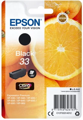Φωτογραφία προϊόντος: Ink Epson 33 C13T33314012 Claria Premium Black - 6.4ml - C13T33314012