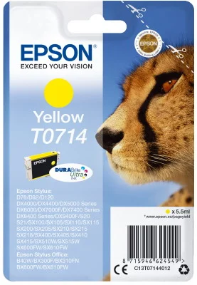 Φωτογραφία προϊόντος: Ink Epson T0714 C13T07144020 Ultra Yellow - 5,5ml - C13T07144012