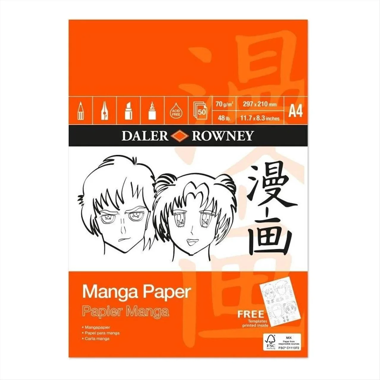 Φωτογραφία προϊόντος: Daler Rowney Μπλοκ Σχεδίου Sketchbook Manga Pad A4 70gr 50Φύλλα - 435270400