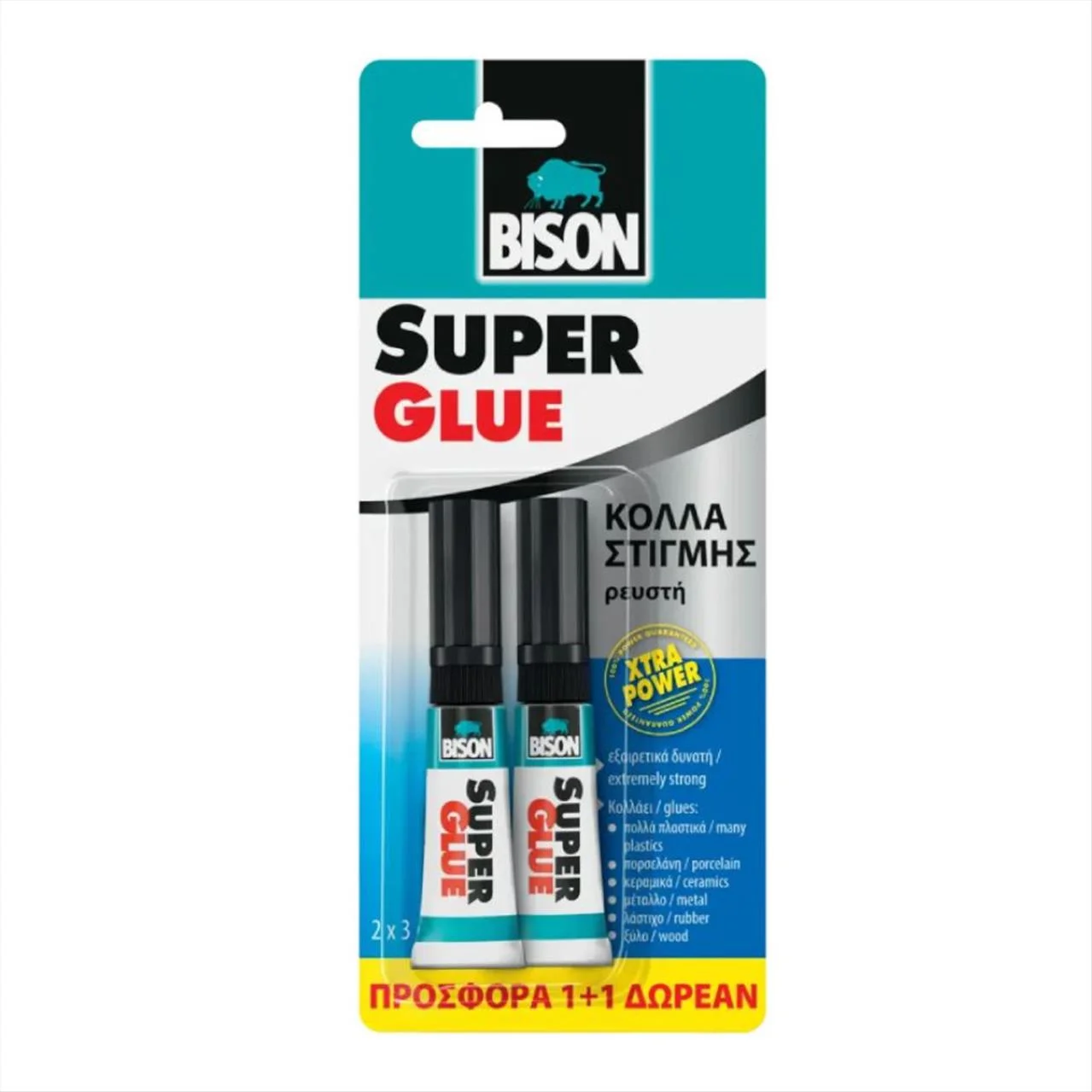Φωτογραφία προϊόντος: Bison Κόλλα Στιγμης Super Glue 3g 1+1 - 6306144