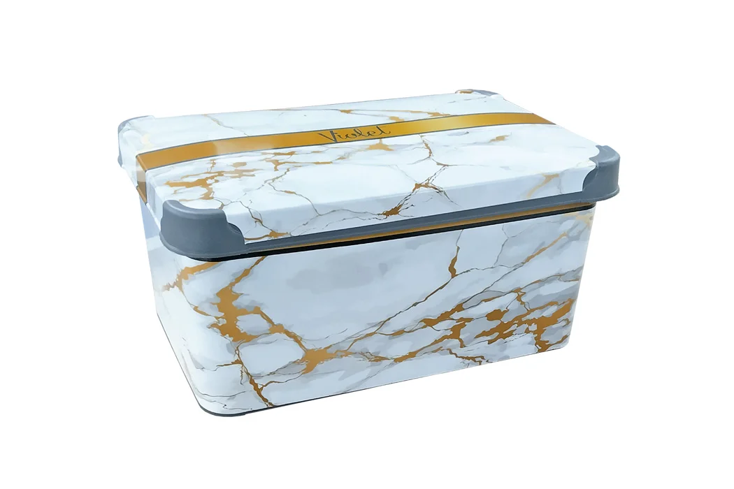 Φωτογραφία προϊόντος: OEM Κουτί αποθήκευσης Decor White Marble 5Lit με καπάκι 28x18,5x13εκ. πλαστικό