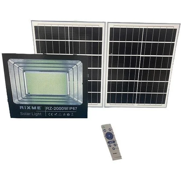 Φωτογραφία προϊόντος: OEM Led Αδιάβροχος Ηλιακός Προβολέας 2000W με 2 Πάνελ και Τηλεχειριστήριο RZ-144