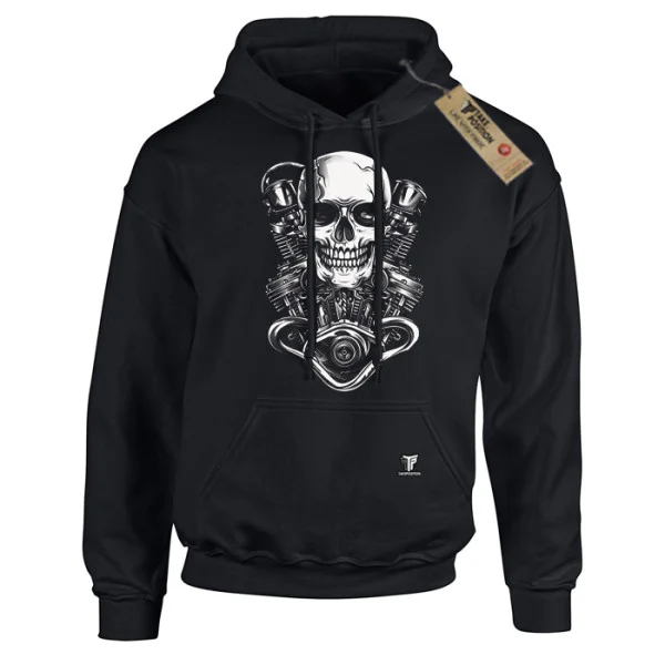 Φωτογραφία προϊόντος: Unisex Φούτερ με Κουκούλα V Demon motor Μαύρο – Takeposition