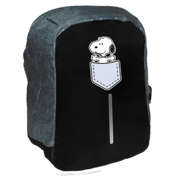 Φωτογραφία προϊόντος: Takeposition Pocket Snoopy Σχολική τσάντα Razor 1κεντρική θέση Rpet 600D 44Y x 34Μ x 10Π Μαύρο/γκρι 973-1280-07