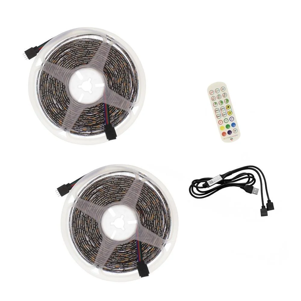 Φωτογραφία προϊόντος: OEM Αδιάβροχη Led Ταινία 5V USB 10m (2x5m) με Τηλεχειριστήριο, Bluetooth και Music RGB IP65 RZ-0008