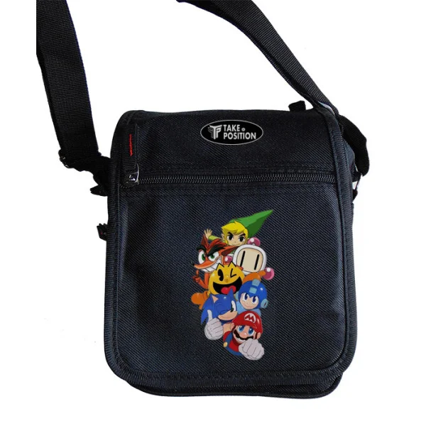 Φωτογραφία προϊόντος: Takeposition Τσαντάκι ώμου Unisex, Sonic Mario Pacman Friendship, Μαύρο, 23x18x8.50cm, 983-1301