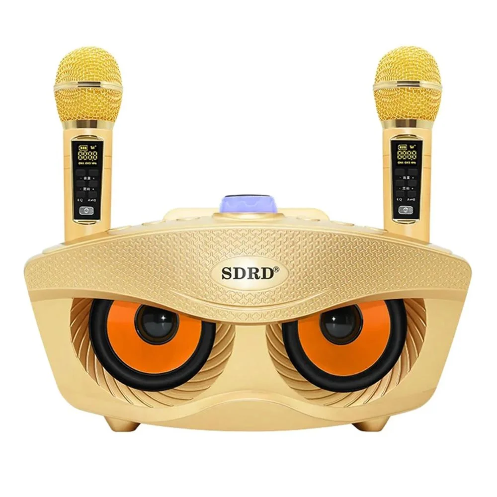 Φωτογραφία προϊόντος: OEM Σύστημα Karaoke 3″ με Ενσύρματα Μικρόφωνα και SD, USB, AUX, TF SD-306-G Χρυσό