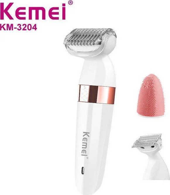 Φωτογραφία προϊόντος: OEM Σετ Αποτρίχωσης Epilator για Πρόσωπο και Σώμα 3 σε 1 Kemei KM-3204 Λευκό