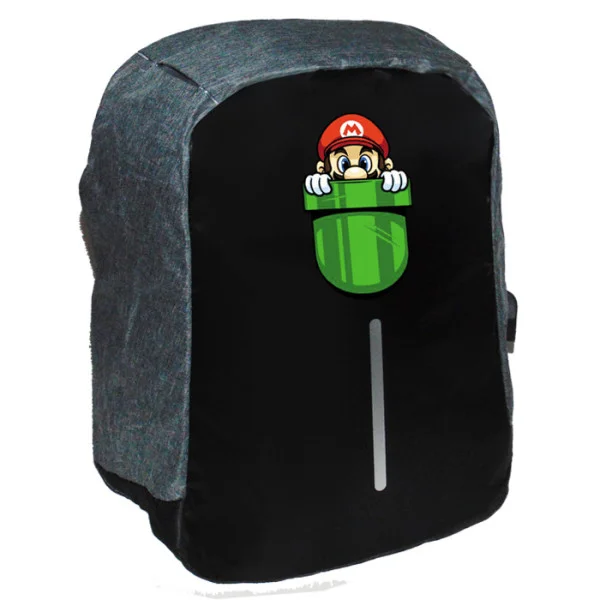 Φωτογραφία προϊόντος: Takeposition Pocket pipe Mario Σχολική τσάντα Razor 1κεντρική θέση Rpet 600D 44Y x 34Μ x 10Π Μαύρο/γκρι 973-1290-07