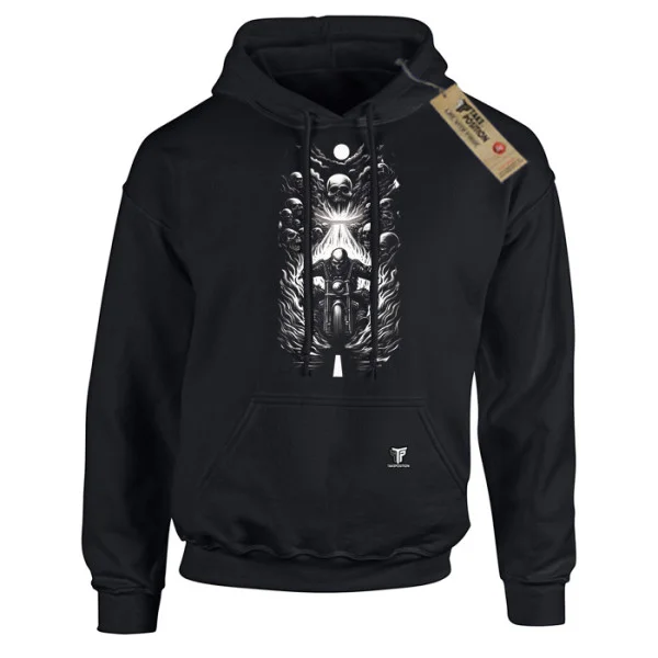 Φωτογραφία προϊόντος: Unisex Φούτερ με Κουκούλα Hell Rider Μαύρο – Takeposition