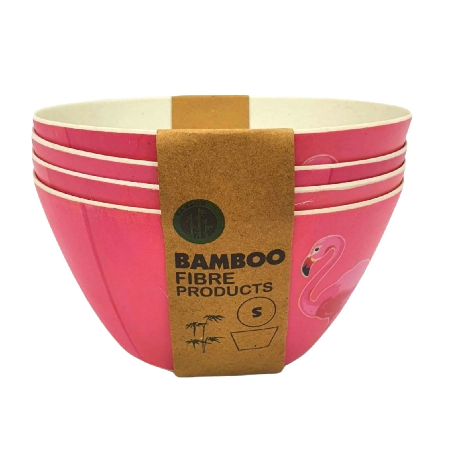 Φωτογραφία προϊόντος: Σετ 4 μπωλ Φυσικό Bamboo 100% Οικολογικό 15x7.5cm Ροζ Φλαμίνγκο