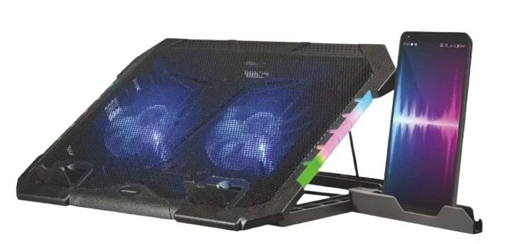 Φωτογραφία προϊόντος: Arrango Cooling Pad για Laptop έως 15" με 2 Ανεμιστήρες και Βάση Στήριξης Κινητού Μαύρο AC60909