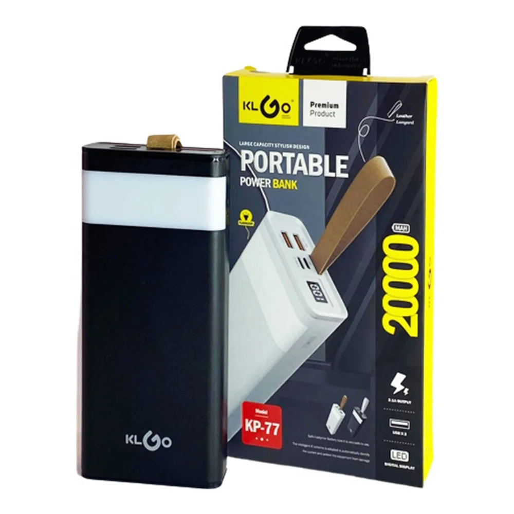 Φωτογραφία προϊόντος: OEM Powerbank 20000 mAh με 2 Θύρες USB-A KLGO KP-77 Μαύρο