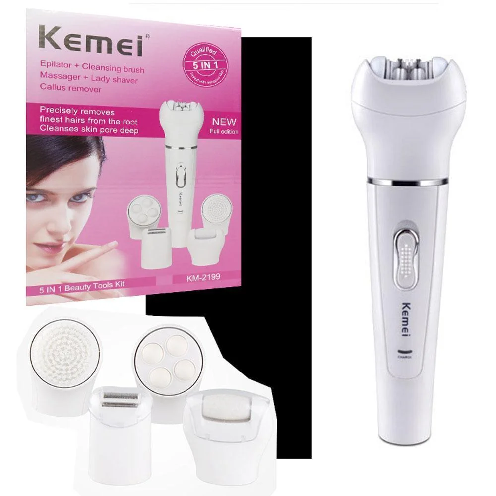 Φωτογραφία προϊόντος: OEM Σετ Αποτρίχωσης Epilator για Σώμα 5 σε 1 Kemei KM-2199 Λευκό