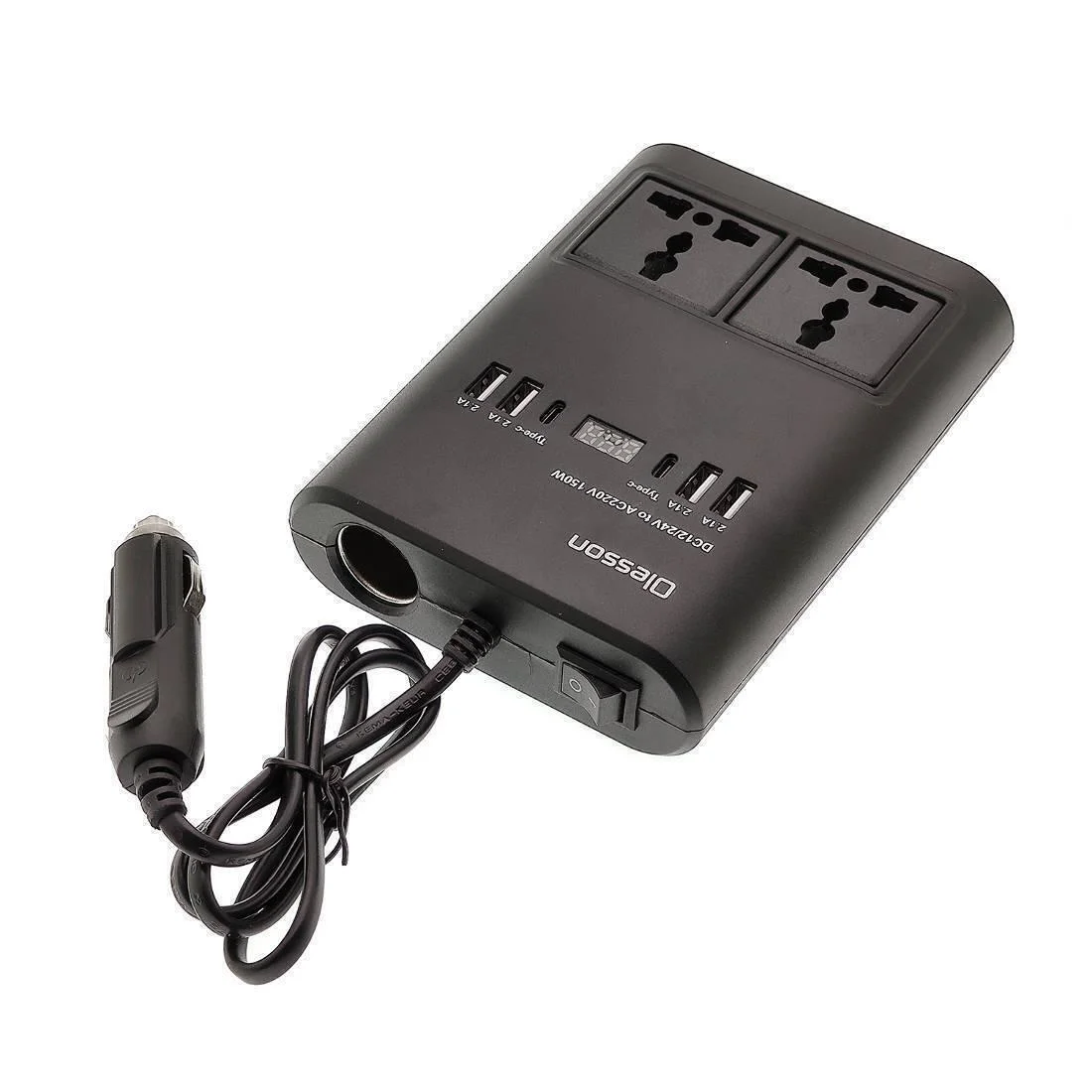 Φωτογραφία προϊόντος: OEM Olesson Μετασχηματιστής-Power Inverter αυτοκινήτου - 150W - 12VDC to 220VAC - 4xUSB