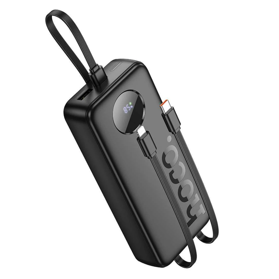 Φωτογραφία προϊόντος: Hoco Power Bank 20000mAh με 2 Eνσωματωμένα Καλώδια Φόρτισης και Θύρες USB-A, USB-C Μαύρο J132A
