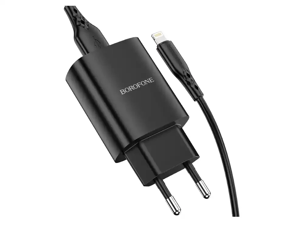 Φωτογραφία προϊόντος: Φορτιστής Borofone BN1 με Θύρα USB-A και Καλώδιο Lightning Μαύρο