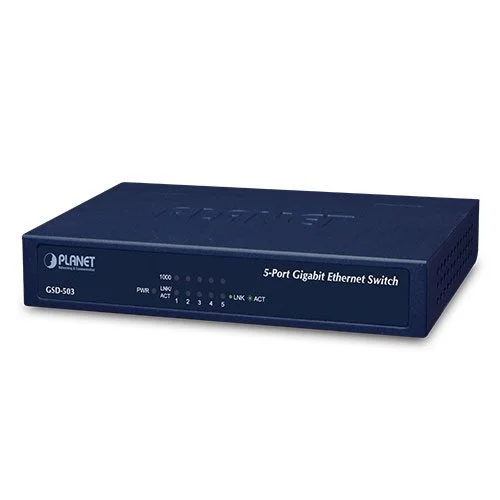Φωτογραφία προϊόντος: PLANET GSD-503 5-Port 10/100/1000Mbps Gigabit Ethernet Desktop Switch (Metal)