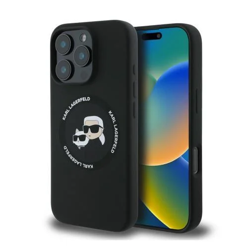 Φωτογραφία προϊόντος: Θήκη Σιλικόνης Karl Lagerfeld Magsafe Apple iPhone 16 Pro Karl & Choupette Heads Μαύρο N67612