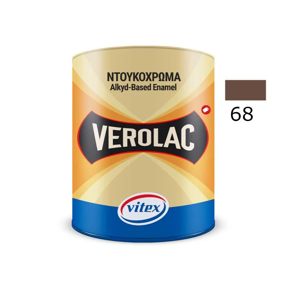 Φωτογραφία προϊόντος: Vitex VEROLAC No 68 Βερνικόχρωμα Διαλύτου για Μεταλλικές και Ξύλινες Επιφάνειες ,Καφέ Σκούρο 0.180 lt