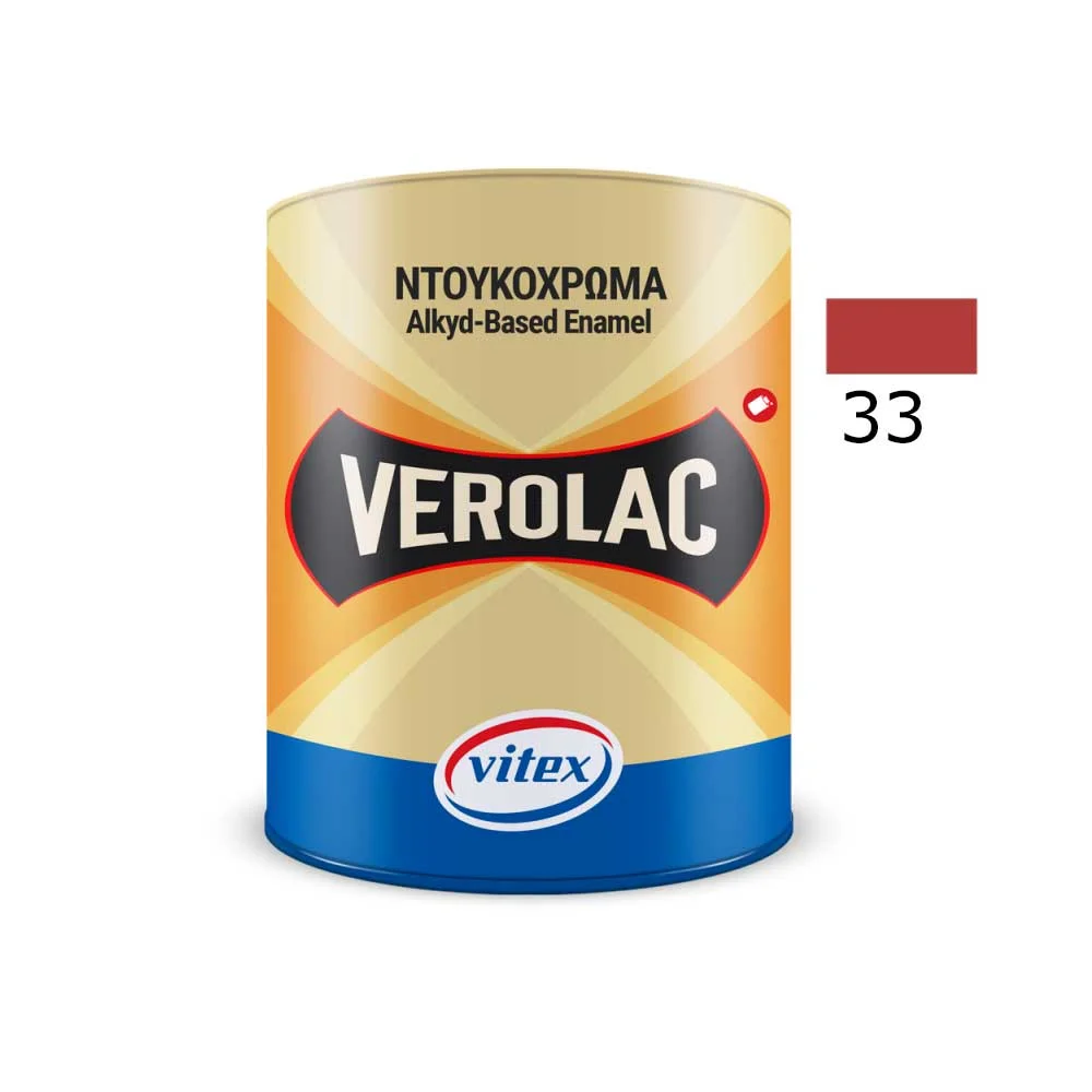 Φωτογραφία προϊόντος: Vitex VEROLAC No33 Βερνικόχρωμα Διαλύτου για Μεταλλικές και Ξύλινες Επιφάνειες ,Κόκκινο 0.180 lt
