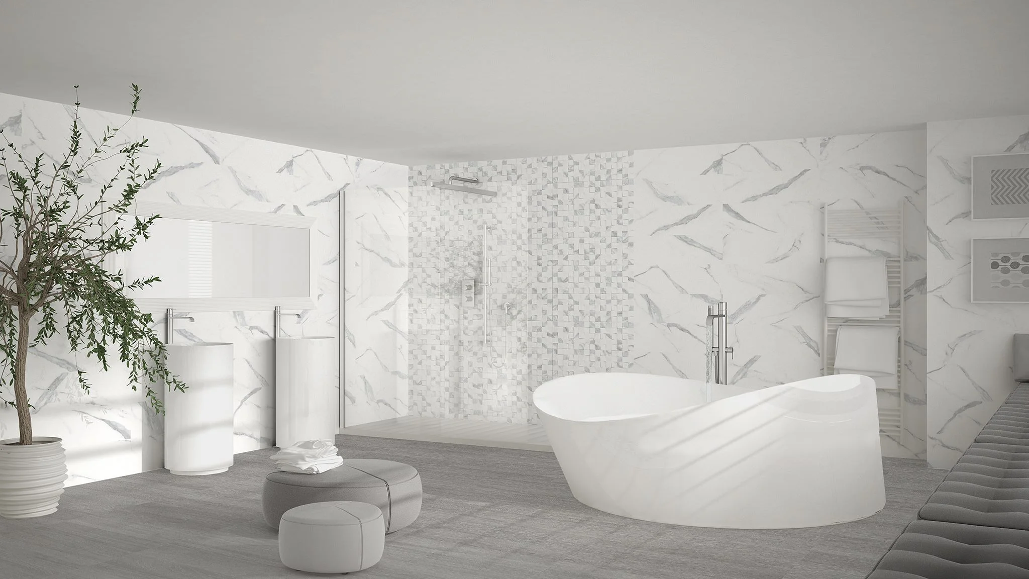 Φωτογραφία προϊόντος: KEROS CERAMICA Πλακάκι Τοίχου KEROS DECORADO CUBIK STATUARIO 25X75
