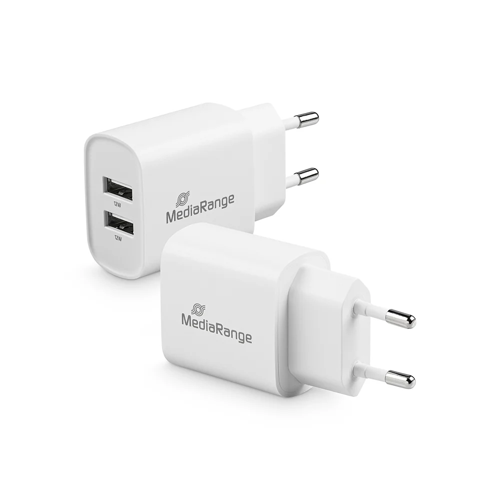 Φωτογραφία προϊόντος: MediaRange 12W charger with two USB-A outputs, white (MRMA114)