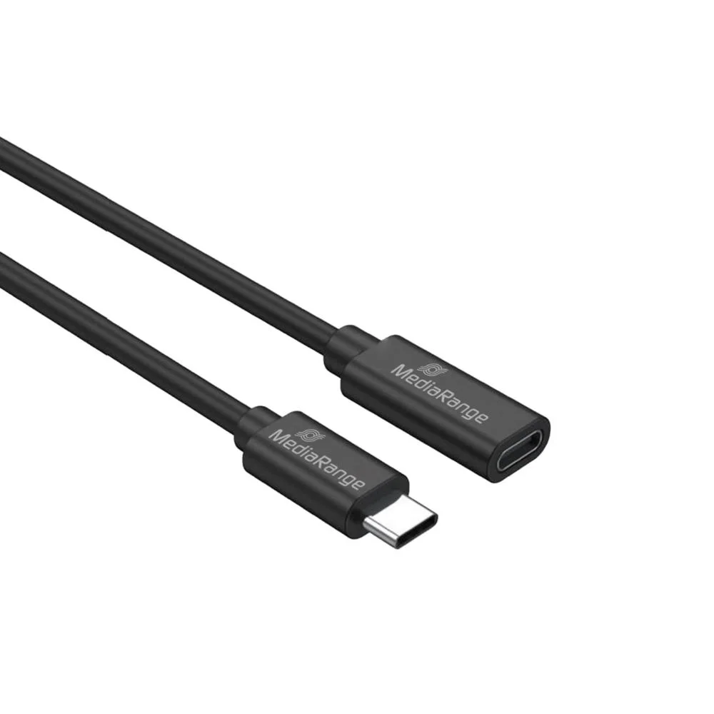 Φωτογραφία προϊόντος: MediaRange USB Type-C® Extension Cable, Plug to Socket, USB 3.2 Gen 1x1 5 Gbps, USB-C Power Delivery enabled 60W max., 2.0m, Black (MRCS245)