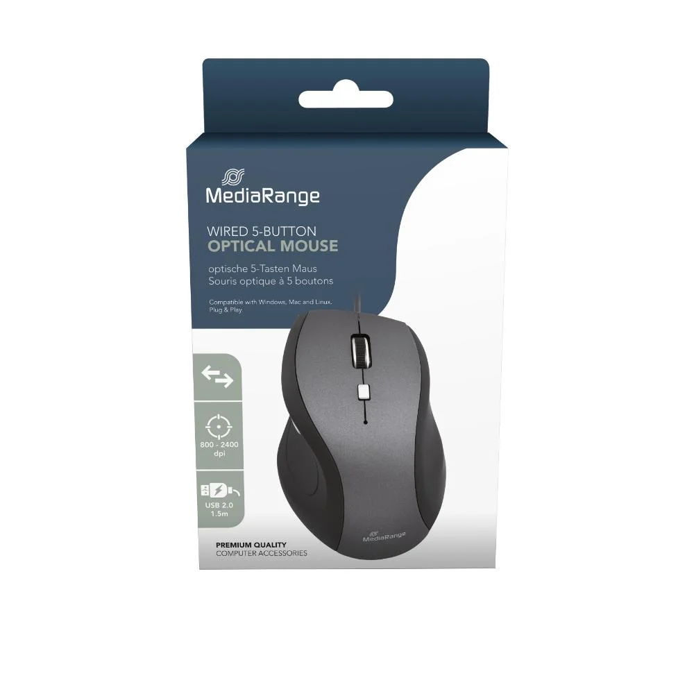 Φωτογραφία προϊόντος: MediaRange Optical Mouse (Black/Grey, Wired) (MROS202)