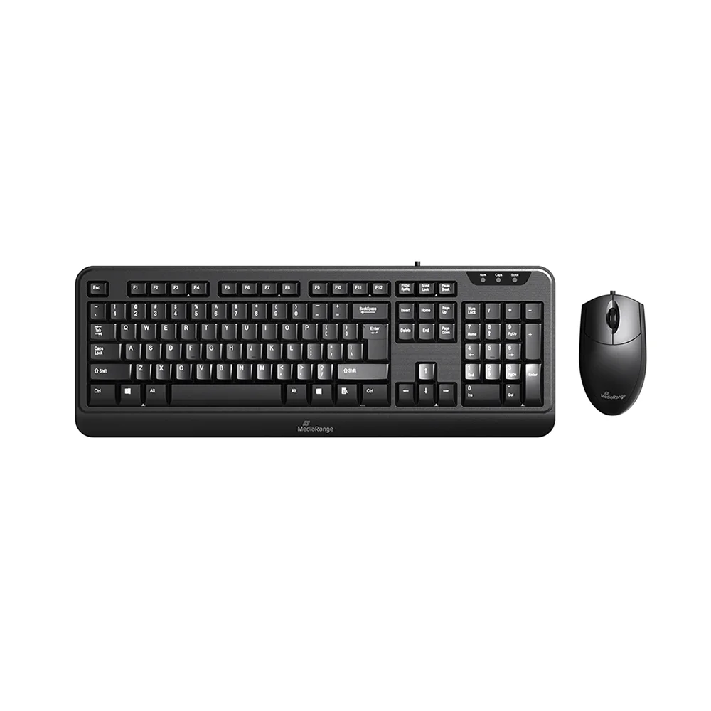 Φωτογραφία προϊόντος: MediaRange Corded Keyboard & 3-button mouse set, Wired (Black) (MROS108-GR)