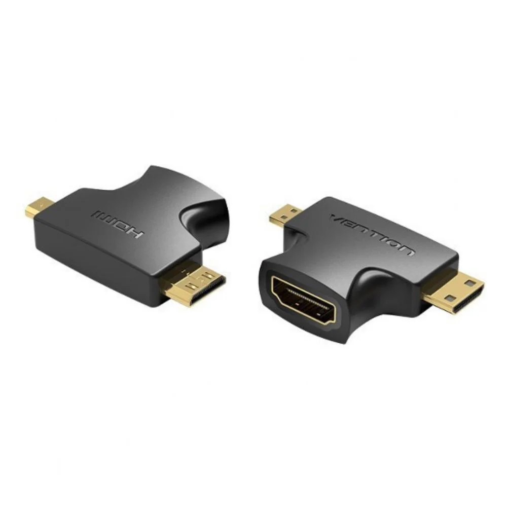 Φωτογραφία προϊόντος: VENTION 2 in 1 Mini HDMI and Micro HDMI Male to HDMI Female Adapter Black (AGFB0) (VENAGFB0)
