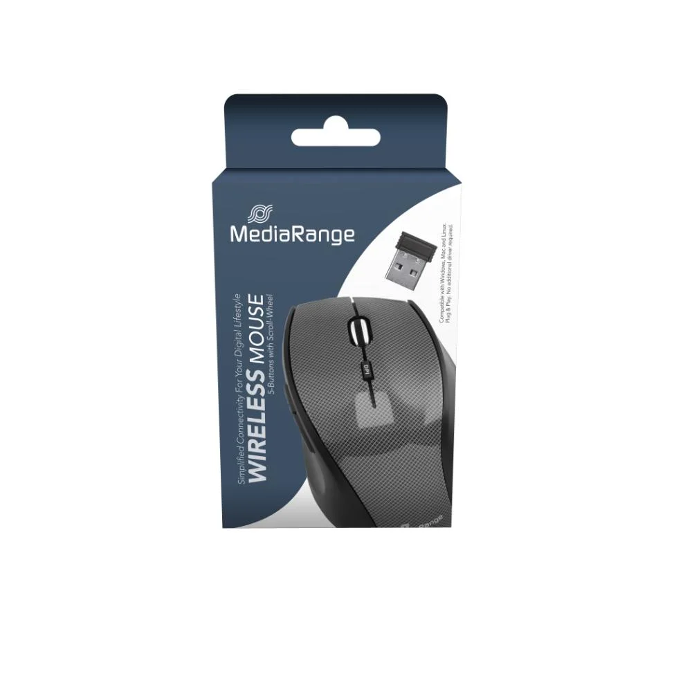 Φωτογραφία προϊόντος: MEDIARANGE Media Range Optical Mouse Highline Series (Carbon look/Black, Wireless) (MROS207)