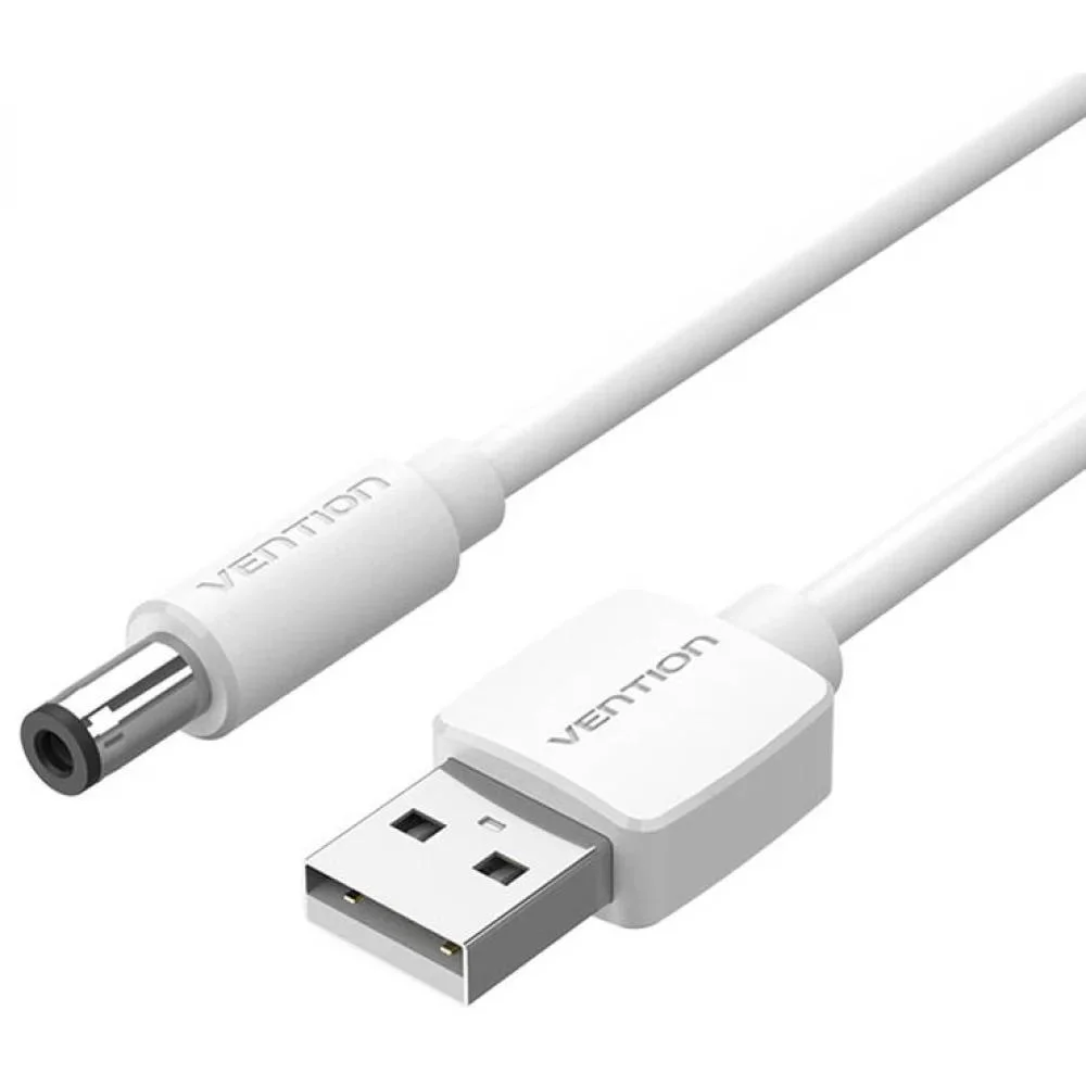 Φωτογραφία προϊόντος: VENTION USB to DC 5.5mm Barrel Jack Power Cable 1.5M White Tuning Fork Type (CEYWG) (VENCEYWG)