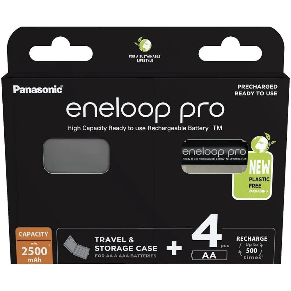 Φωτογραφία προϊόντος: PANASONIC BATTERY Panasonic Eneloop Pro With Battery Case Επαναφορτιζόμενες Μπαταρίες AA Ni-MH 2500mAh 1.2V 4τμχ (30511467) (PAN30511467)