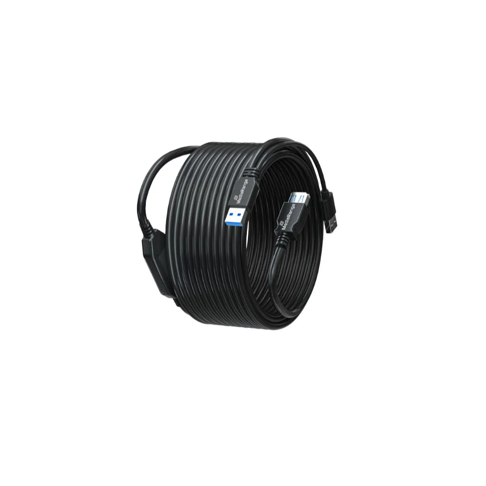 Φωτογραφία προϊόντος: MediaRange Active USB Extension Cable, 2x USB-A Plug to 1x USB-A Socket, 1x Repeater, USB 3.0, 5 Gbps Data Transfer Rate, 10m, Black (MRCS243)