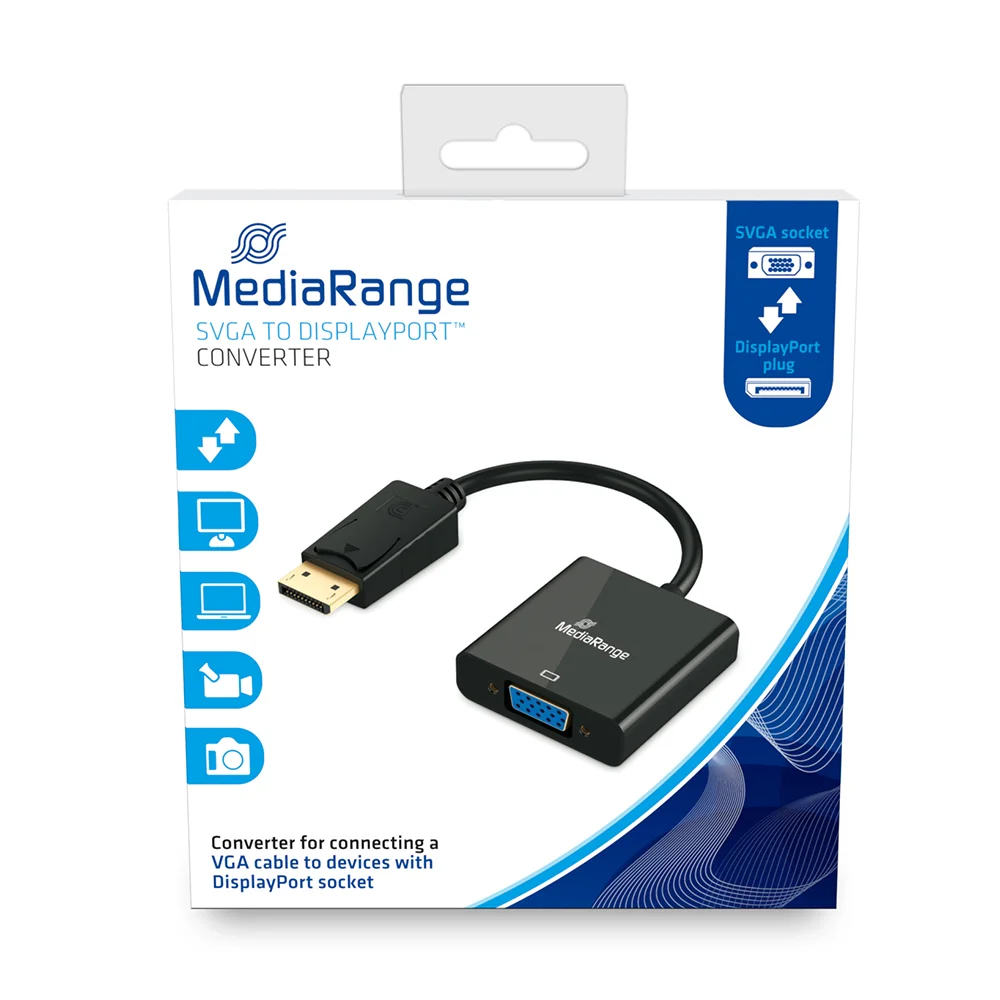 Φωτογραφία προϊόντος: Καλώδιο MediaRange SVGA female to DisplayPort male converter, VGA socket/DP plug, 15cm, black (MRCS173)