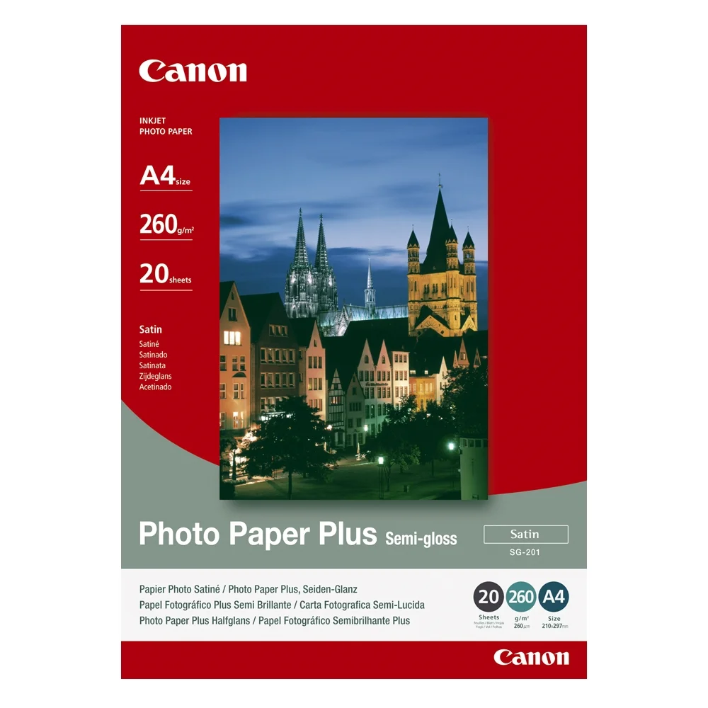 Φωτογραφία προϊόντος: Canon Φωτογραφικό Χαρτί A4 Semi Gloss 260g/m² 20 Φύλλα (1686B021) (CAN-SG201A4)
