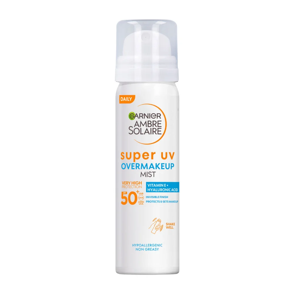 Φωτογραφία προϊόντος: GARNIER AMBRE SOLAIRE Super UV Mist Προσώπου SPF50+ για Εφαρμογή και Πάνω από το Make-Up (75ml)