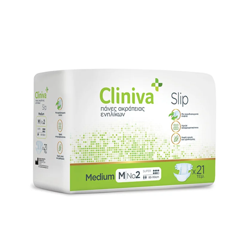 Φωτογραφία προϊόντος: CLINIVA Slip Ανοιχτή Πάνα Ακράτειας - No2 Medium 80cm-110cm - 21τμχ