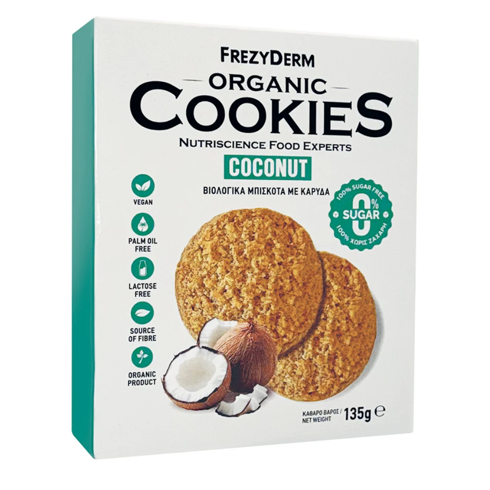 Φωτογραφία προϊόντος: FREZYDERM Organic Cookies Coconut - Βιολογικά Μπισκότα με Καρύδα 135g