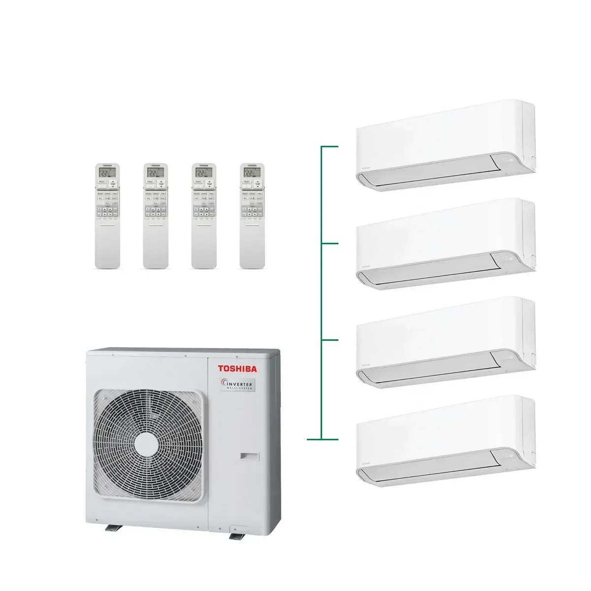 Φωτογραφία προϊόντος: Κλιματιστικό Toshiba RAS - 4M27G3AVG-E (4-room) + 4 Yukai Plus 9000BTU