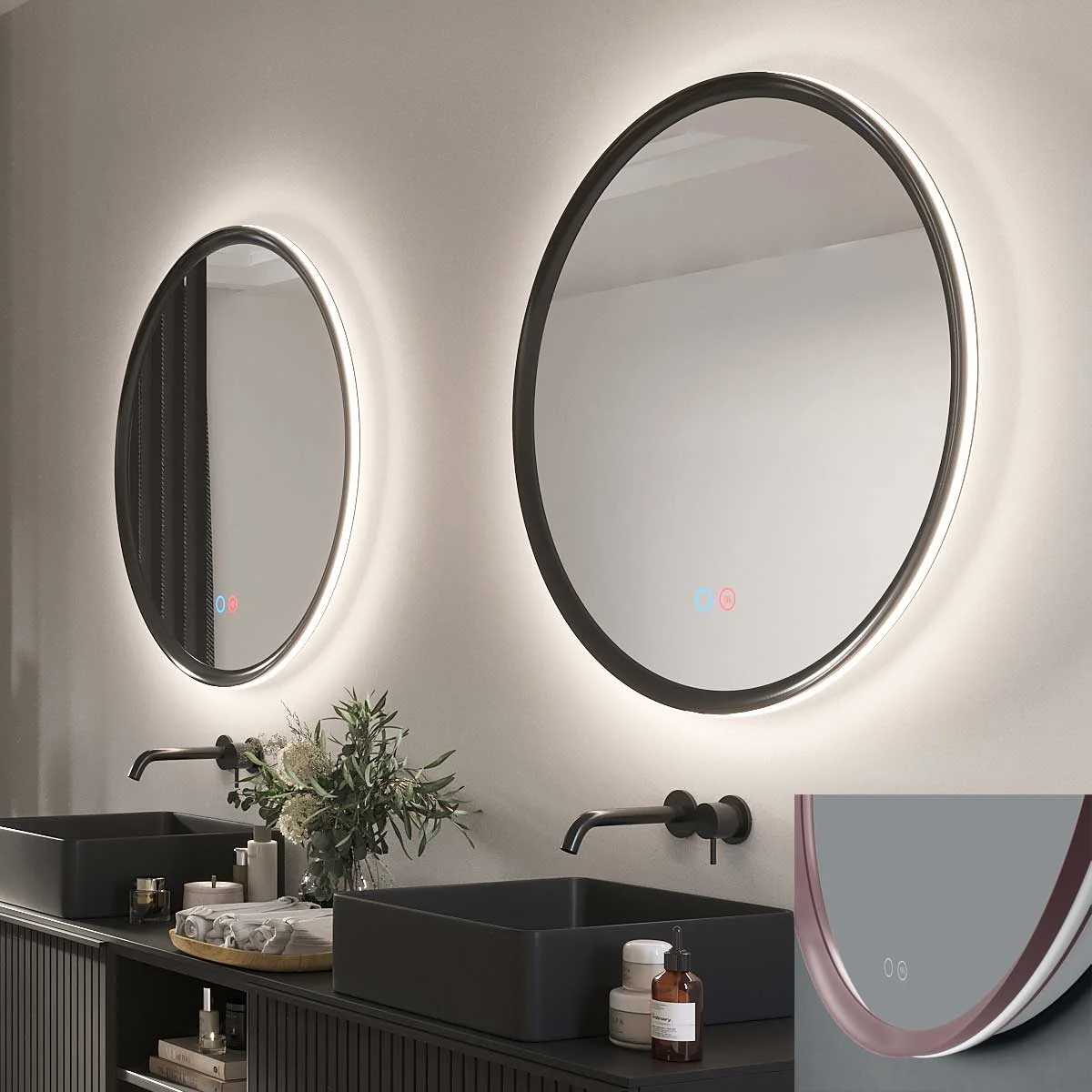 Φωτογραφία προϊόντος: Καθρέπτης led Imex Torino TORI037/60CL Ø60 χρώμα ροζ κοραλί ματ αντιθαμβωτικός